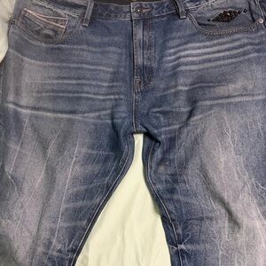 Cult of Individuality Blue Relaxed Jeans with Natural Fading